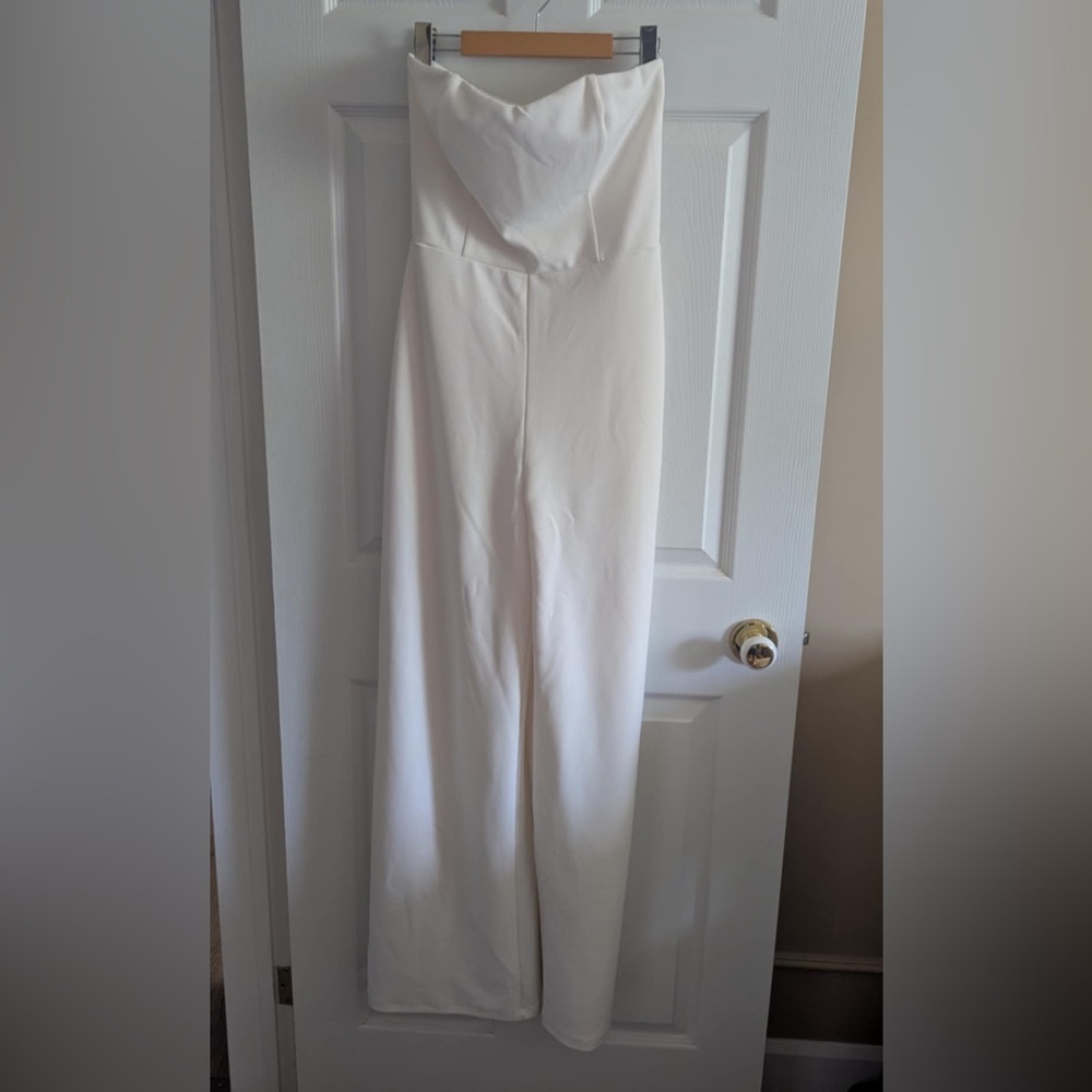 Lulu's White Strapless Jumpsuit